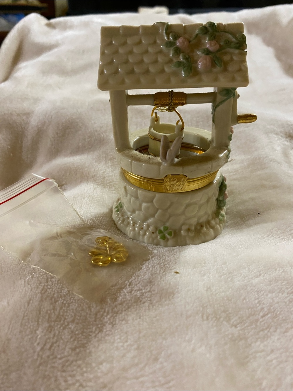 Lenox Garden Wishes Porcelain Wishing Well Trinket Box with Gold Accents